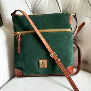 DOONEY & BOURKE•green suede leather crossbody bag EUC